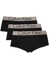 Calvin Klein Underwear Three-Pack Black & Grey Microfibre Low Rise Trunk Boxers