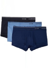 Calvin Klein Underwear Three-Pack Blue Microfiber 'CK ONE' Trunk Boxers