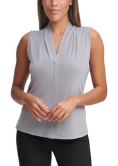 Calvin Klein V-Neck Pleat-Shoulder Top
