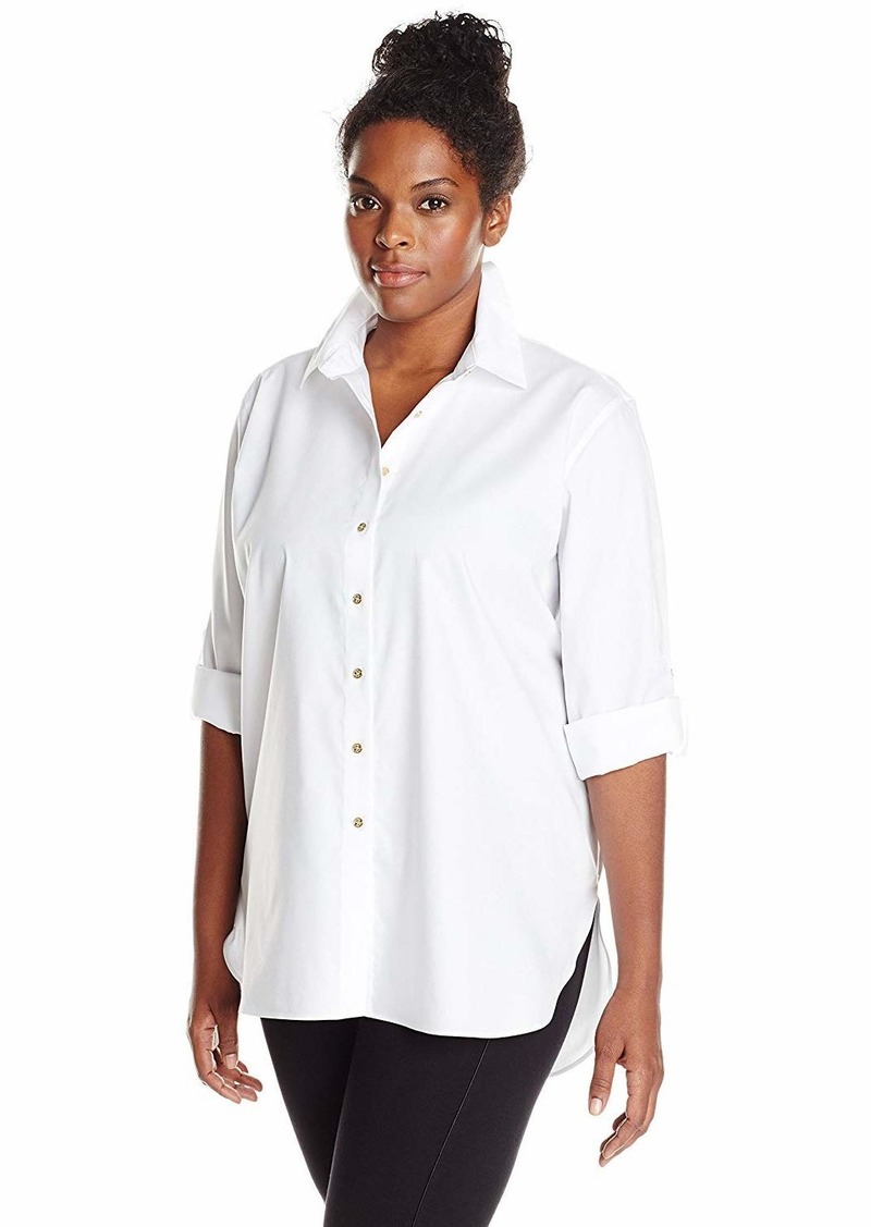 Calvin Klein Women Non-Iron Tunic Roll Sleeve Shirt (Regular and Plus Sizes)