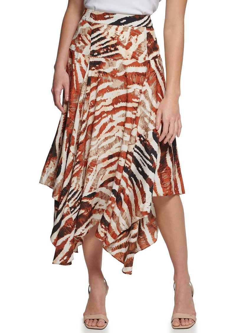 Calvin Klein Women Plus Sportswear Soft Flowy Print Skirt BLK/TRRA MLTI 16W