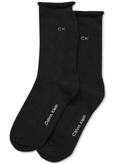 Calvin Klein Women's 2-Pk. Sweatshirt Crew Socks - Black