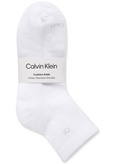 Calvin Klein Women's 3-Pk. Cushion Quarter Socks - White