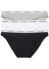 Calvin Klein Women's 3-Pk. Modern Logo Low-Rise Bikini Underwear QD5207 - SYRAH/SUBDUED/PRAIRIE PEACH