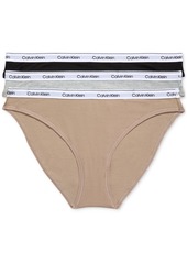 Calvin Klein Women's 3-Pk. Modern Logo Low-Rise Bikini Underwear QD5207 - SYRAH/SUBDUED/PRAIRIE PEACH