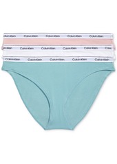 Calvin Klein Women's 3-Pk. Modern Logo Low-Rise Bikini Underwear QD5207 - SYRAH/SUBDUED/PRAIRIE PEACH