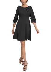 Calvin Klein Women's 3/4-Sleeve Ruched A-Line Dress - Serene