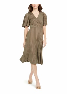 Calvin Klein Women's A-Line Dress with Flutter Sleeves and Cross Front