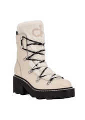 Calvin Klein Women's Alaina Heeled Lace Up Cozy Lug Sole Winter Cold Weather Boots - Beige Suede