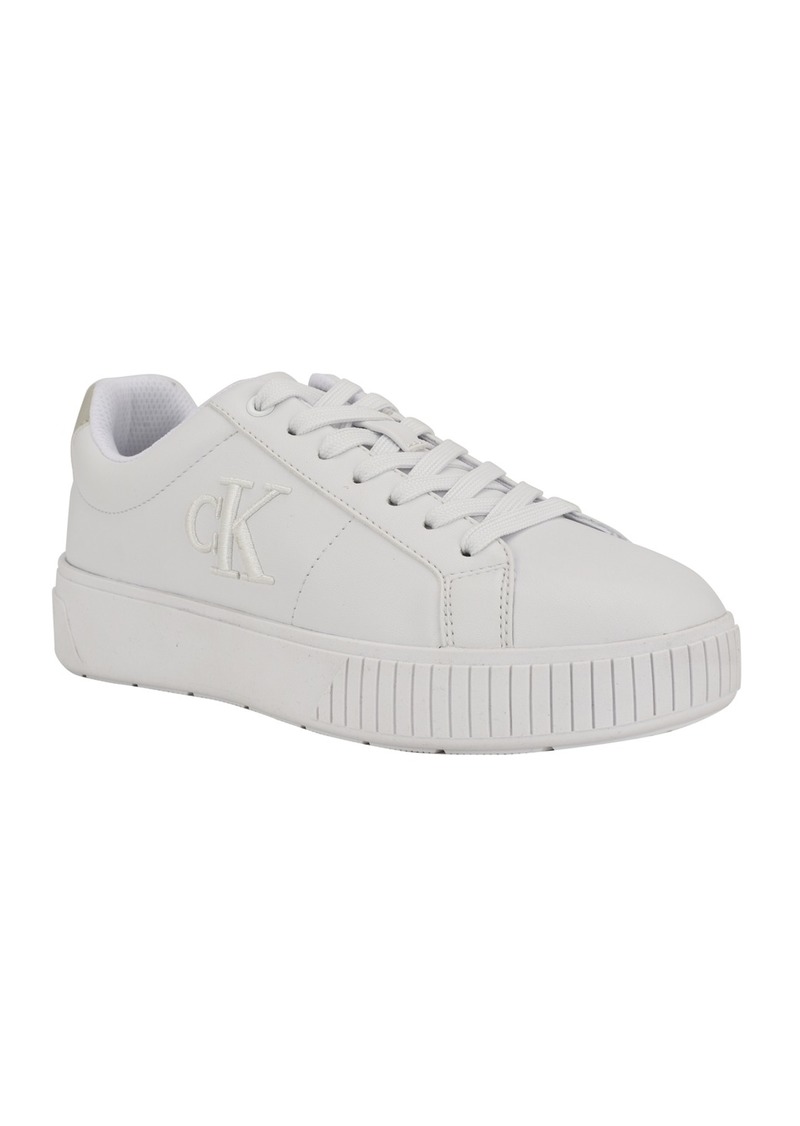 Calvin Klein Women's Alane Lace-Up Platform Casual Sneakers - White