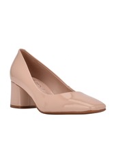 Calvin Klein Women's Alanta Square Toe Dress Pumps - Light Natural Patent