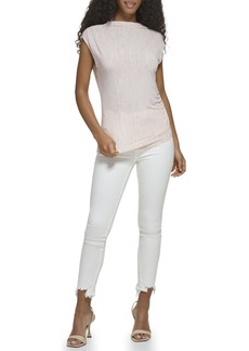 Calvin Klein Women's Angle Hem Printed Sleeveless Matte Jersey Blouse