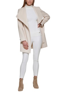 Calvin Klein Women's Wool Blend Belted Wrap Coat, Created for Macy's - Nude