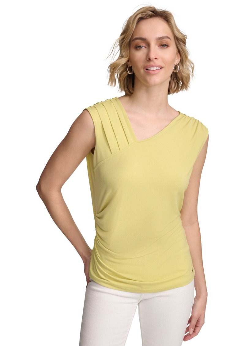 Calvin Klein Women's Asymmetrical-Neck Sleeveless Top - Pear