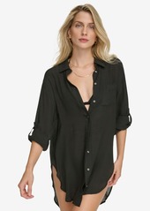 Calvin Klein Women's Beach Button-Up Shirt Cover-Up - Chambray