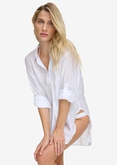 Calvin Klein Women's Beach Button-Up Shirt Cover-Up - Black