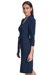 Calvin Klein Women's Belted 3/4-Sleeve Sheath Dress - Indigo