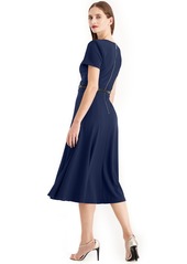 Calvin Klein Women's Belted Fit & Flare Midi Dress - Indigo