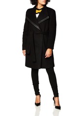 Calvin Klein Womens Belted wrap Wool Coat