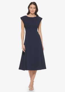 Calvin Klein Women's Boat-Neck Cap-Sleeve A-Line Dress - Indigo