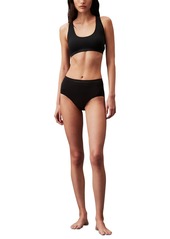 Calvin Klein Women's Bonded Flex Seamless High-Rise Bikini Brief Underwear QD5160 - Black