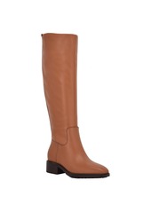 Calvin Klein Women's Botina Almond Toe Casual Tall Riding Boots - Dark Natural Leather