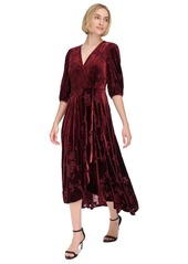 Calvin Klein Women's Burnout-Velvet Faux-Wrap Maxi Dress - Syrah Syra