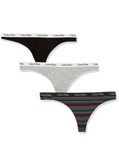 Calvin Klein Women's Carousel Logo Cotton Stretch Thong Panties Multipack