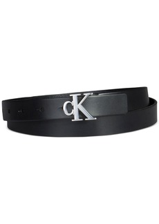 Calvin Klein Women's Ck Monogram Buckle Skinny Belt - Black