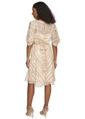 Calvin Klein Women's Chiffon Draped-Sleeve Sheath Dress - Nomad Multi