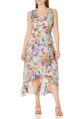 Calvin Klein Women's Chiffon Sleeveless V Neck Maxi Dress