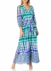 Calvin Klein Women's Chiffon Three Quarter Sleeve Maxi Dress