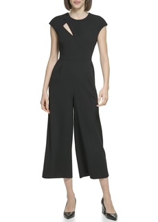 Calvin Klein Women's Short Sleeve Cropped Pant Cut Out at Neck Jumpsuit