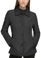 Calvin Klein Womens Collared Quilted Coat - Birch