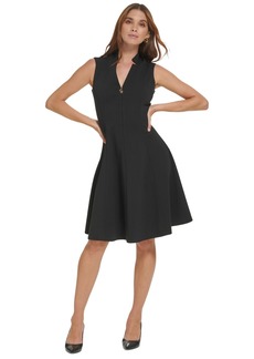 Calvin Klein Women's Collared V-Neck Sleeveless A-Line Dress - Celery