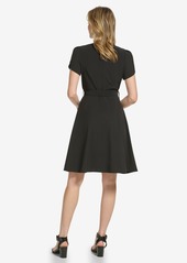 Calvin Klein Women's Crewneck Short-Sleeve A-Line Dress - Black