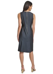 Calvin Klein Women's Crewneck Sleeveless Denim Sheath Dress - Blue