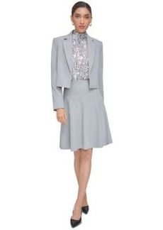 Calvin Klein Womens Grey Cropped Open Front Blazer Flared Skirt