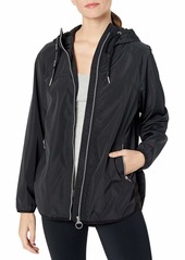 Calvin Klein Women's Premium Performance Water Repellent Hooded Spectator Jacket (Standard and Plus) black