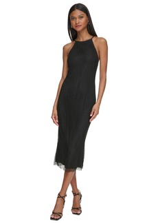 Calvin Klein Women's Crystal-Mesh Halter Midi Dress - Black