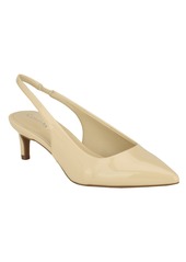 Calvin Klein Women's Dainty Pointy Toe Low Heel Slingback Pumps - Cream Patent