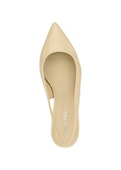 Calvin Klein Women's Dainty Pointy Toe Low Heel Slingback Pumps - Cream Patent