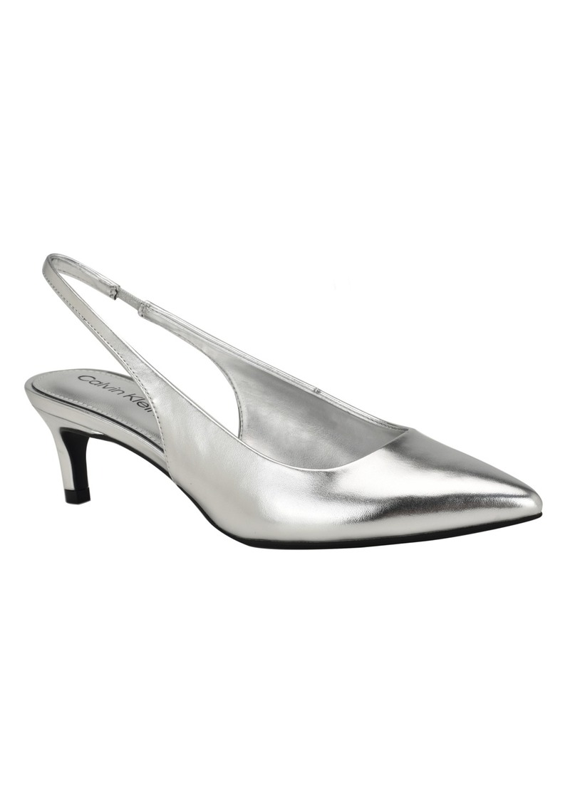 Calvin Klein Women's Dainty Low Heel Slingback Pumps - Silver