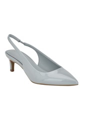 Calvin Klein Women's Dainty Pointy Toe Low Heel Slingback Pumps - Light Blue Patent