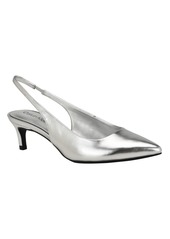 Calvin Klein Women's Dainty Pointy Toe Low Heel Slingback Pumps - Light Blue Patent