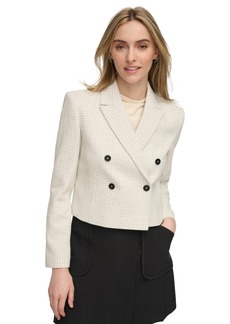 Calvin Klein Women's Double-Breasted Tweed Blazer - Cream Multi
