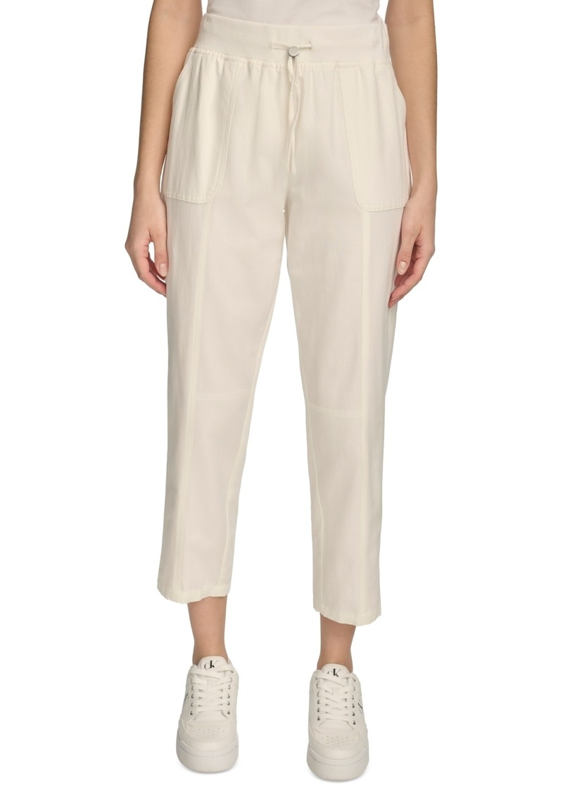 Calvin Klein Women's Drawstring Cotton Pants - Soft White