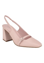 Calvin Klein Women's Ellisa Square Toe Block Heel Slingback Pumps - Light Pink Leather