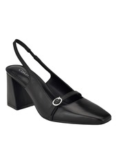 Calvin Klein Women's Ellisa Square Toe Block Heel Slingback Pumps - Light Gray Leather