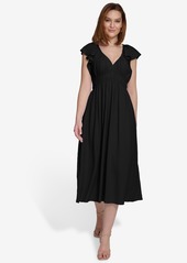 Calvin Klein Women's Empire-Waist Flutter-Sleeve Midi Dress - Breeze